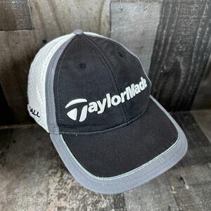 TaylorMade TP Ball Hat Cap Adult Black White Gray Striped Adjustable Mens Burner